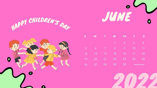 Pink June 2022 Calendar Wallpaper For Kid.