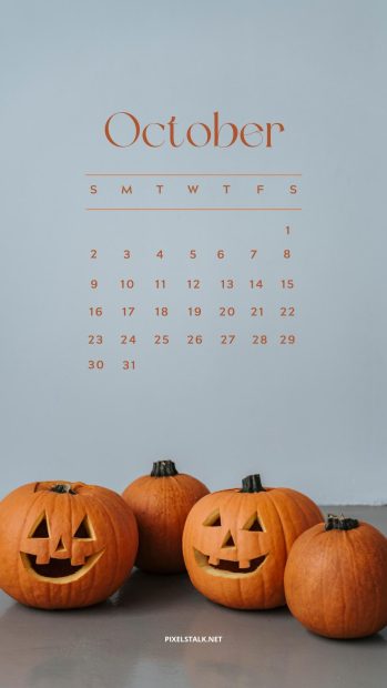 Pumpkin October 2022 Calendar Phone Wallpaper HD.