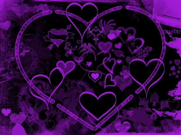 Purple Hearts Wallpaper.
