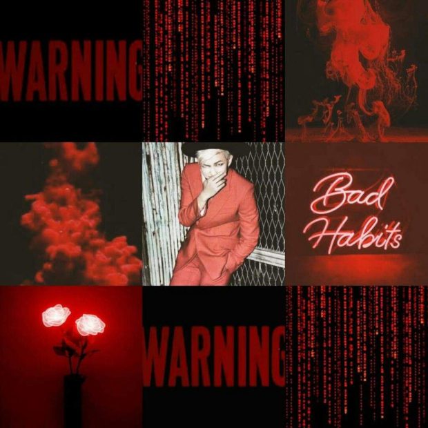 Red Aesthetic Background Bad Habits.