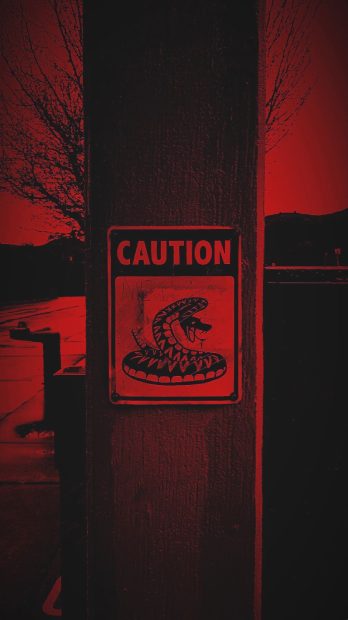 Red Aesthetic Background Caution Snake.