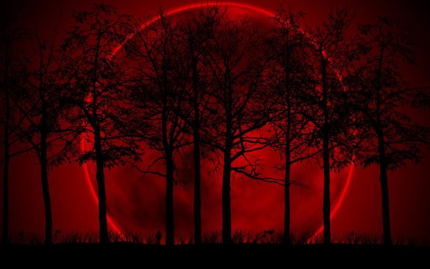 Red Aesthetic Moon Background.
