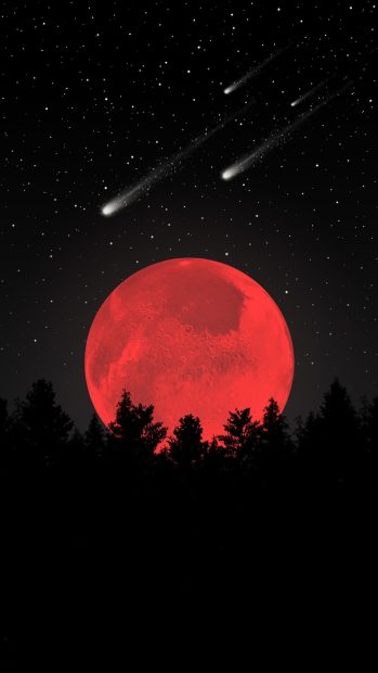 Red Aesthetic Wallpaper HD Full moon.