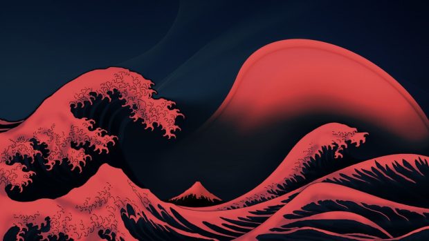 Red Aesthetic Wallpaper HD Tsunami.