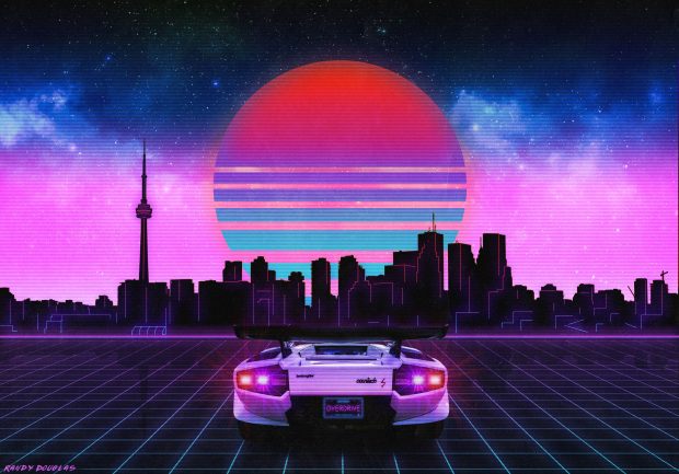 Retro Neon City Wallpaper HD.