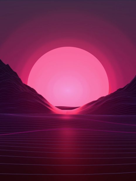 Retro Sun Pink Aesthetic Wallpaper HD.