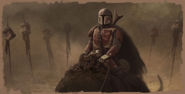 Riding Mandalorian Wallpaper HD.