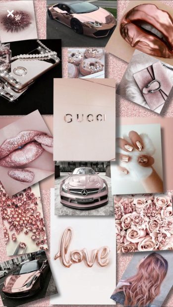 Rose Gold Cute Backgrounds Aesthetic Collage.