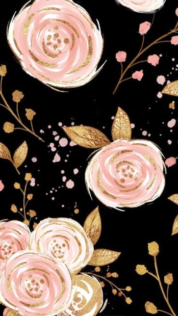 Rose Gold Cute Backgrounds Black.