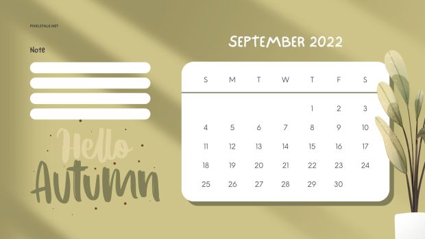 September 2022 Calendar Wallpaper HD 1080p.
