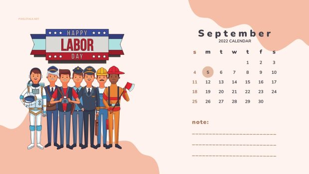 September 2022 Calendar Wallpaper HD Labor Day.