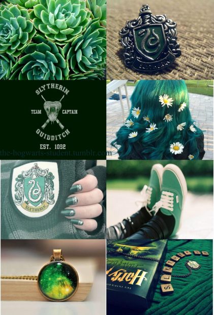 Slytherin Aesthetic Collage Wallpaper HD.