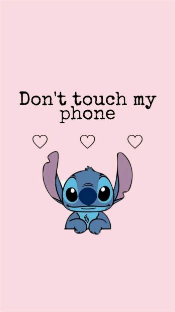Stitch Cute Dont Touch My Phone Background.