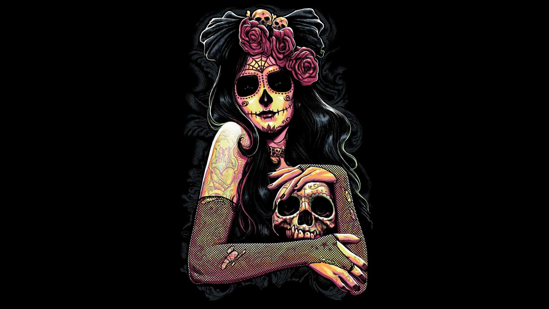 colorful sugar skull wallpaper