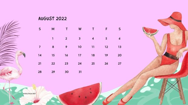 Summer Vibe August 2022 Calendar Background.