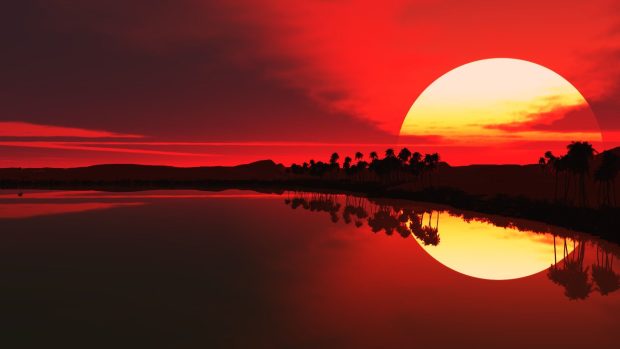 Sun Aesthetic Red Wallpaper HD.