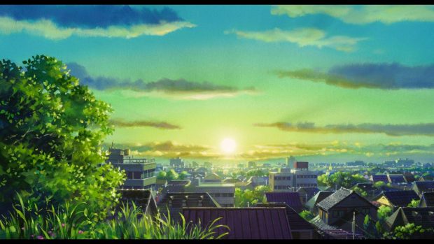 Sun Anime City Background HD.