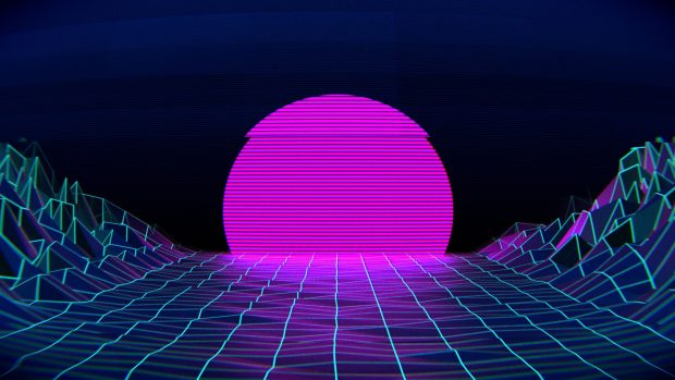 Sun Neon Vaporwave HD Wallpaper.