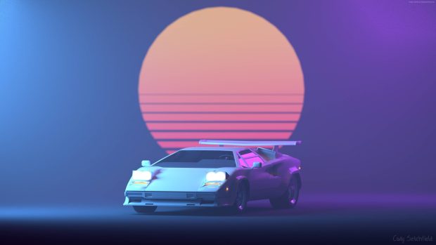 Sun Retrowave Wallpaper HD.