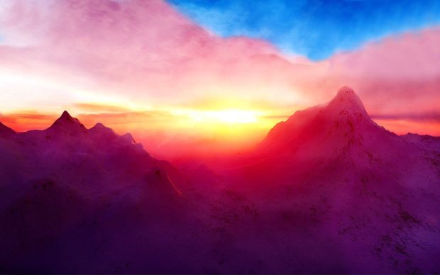 Sunset Mountain Background HD.