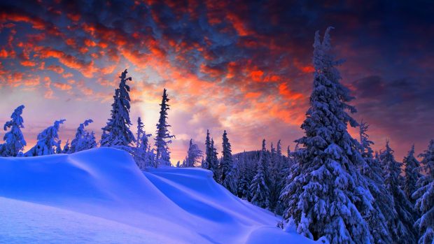 Sunset Snow Wallpaper HD.