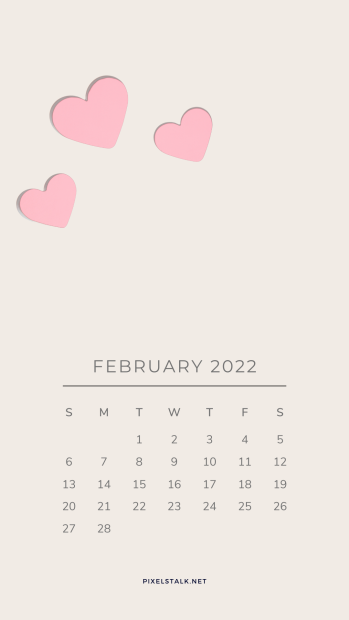 Valentines February 2022 Calendar iPhone Background.