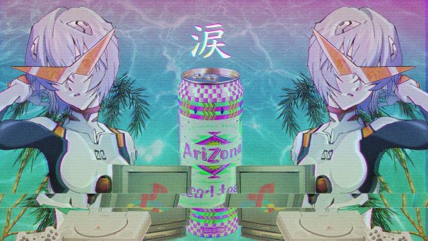 Vaporwave Background HD Anime Girl.