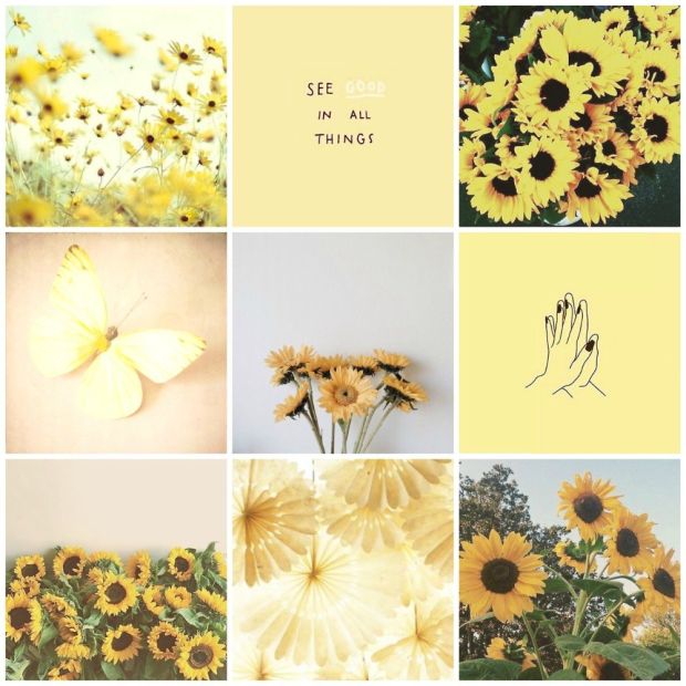 Vintage Aesthetic Wallpaper Yellow Flower Collage.