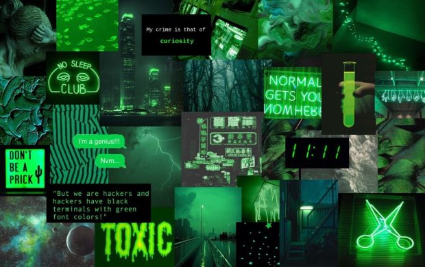 Wallpaper Aesthetic Collage Green Toxic.