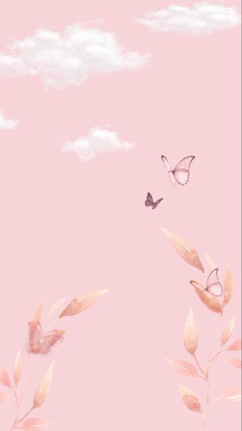 Wallpaper Pink Butterfly Aesthetic.