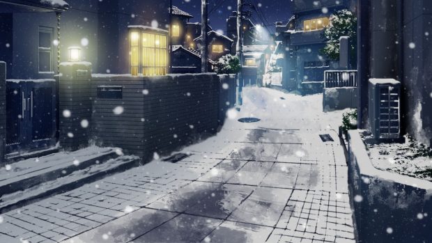 Winter Anime City Wallpaper HD.