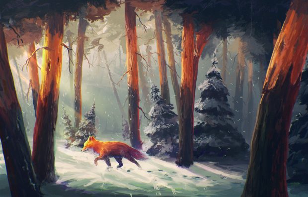 Winter Anime Forest Backgrounds HD.