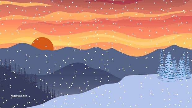 Winter Sunset Wallpaper Free Download.