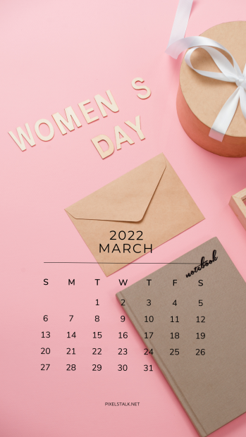 Womens Day March 2022 Calendar iPhone Background.