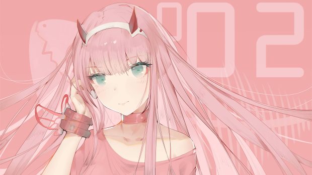 Zero Two Aesthetic 4K Wallpaper.