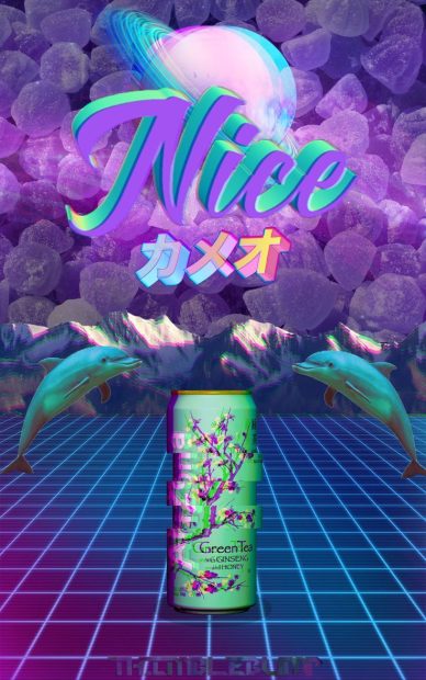 80s Vaporwave Aesthetic Background.