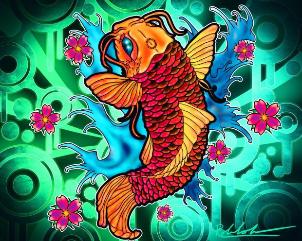 Abstract Koi Fish Wallpaper HD.