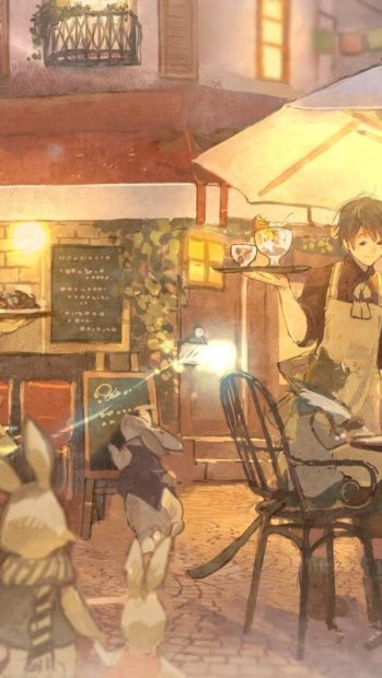 Aesthetic Anime Cafe Background HD.
