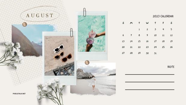 Aesthetic August 2023 Calendar Background.