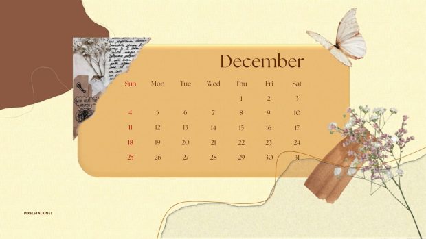 Aesthetic December 2022 Calendar Wallpaper HD.