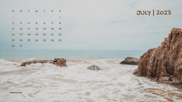 Aesthetic July 2023 Calendar Wallpaper HD.