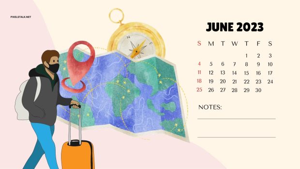 Aesthetic June 2023 Calendar Wallpaper HD.