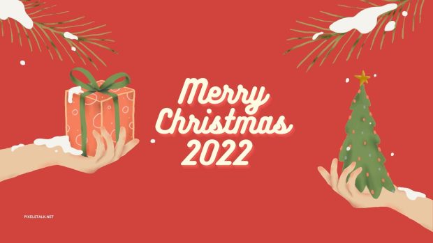 Aesthetic Merry Christmas 2022 Wallpaper HD.