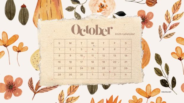 Aesthetic  October 2023 Calendar Wallpaper HD.