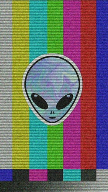 Alien Vaporwave Aesthetic Background.