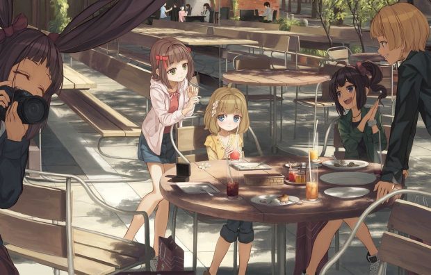 Anime Cafe Desktop Background.