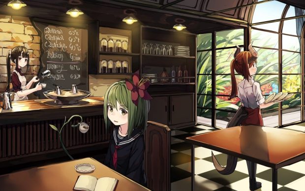 Anime Cafe HD Background Computer.