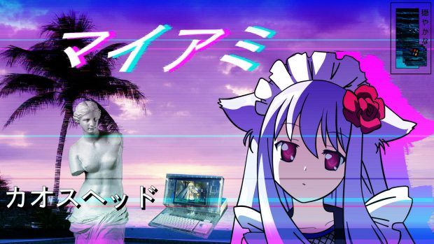 Anime Vaporwave Aesthetic Background.