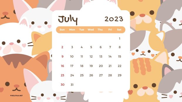 Cat July 2023 Calendar Wallpaper.