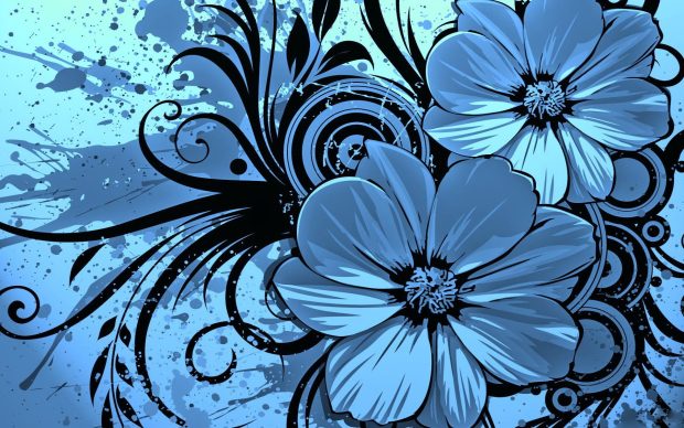 Cool Blue Flower Wallpaper.
